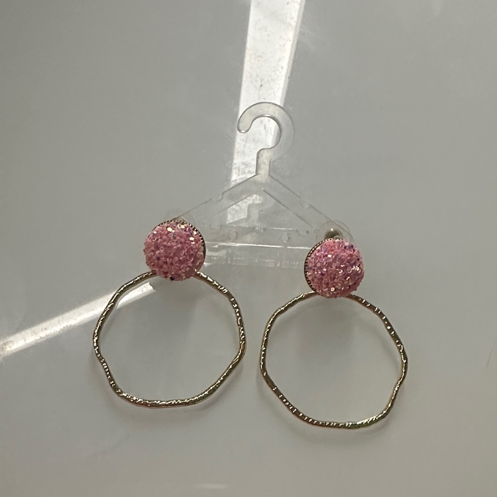 Chic Pink And Gold Textured Earrings